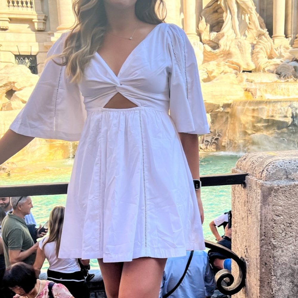 100% cotton white mini dress